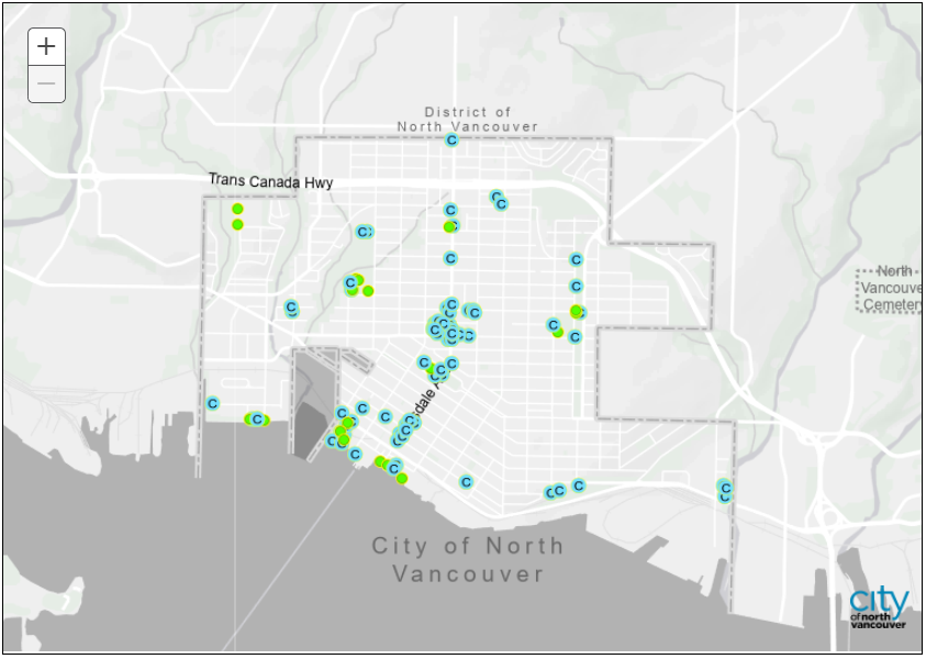 map of garbage and recycling locations