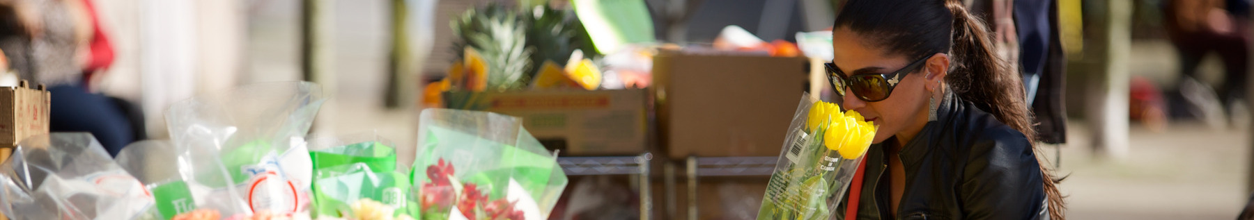 woman shopping for flowers