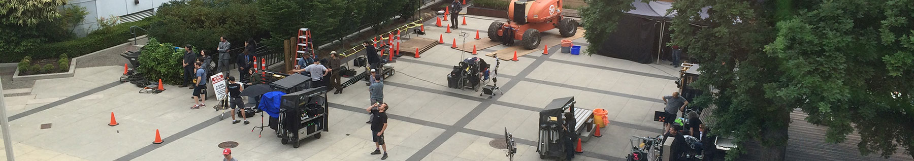 Filming in Civic Plaza