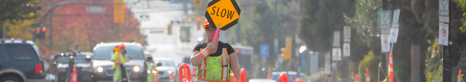 traffic control personnel at roadwork site