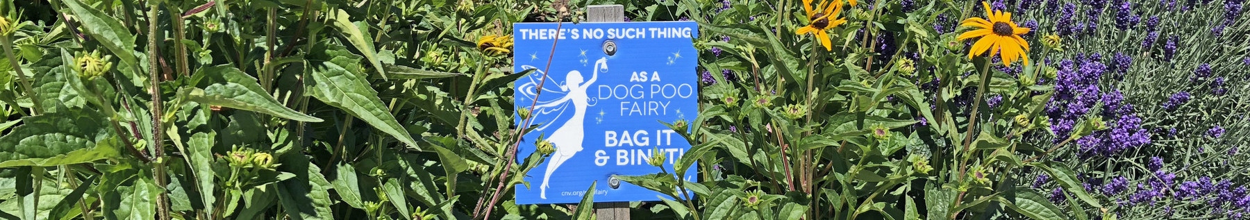Poo Fairy sign in garden