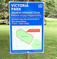 Alcohol in Parks sign