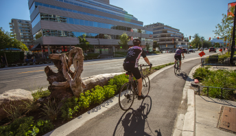 cyclist on Esplanade