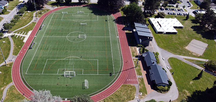 aerial view of Mahon park field and amenities