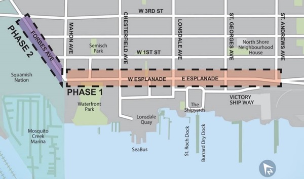 Esplanade Complete Street project area