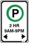 2 hr parking sign