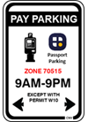 parking sign except with permit