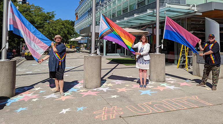 flag raising for Pride Week