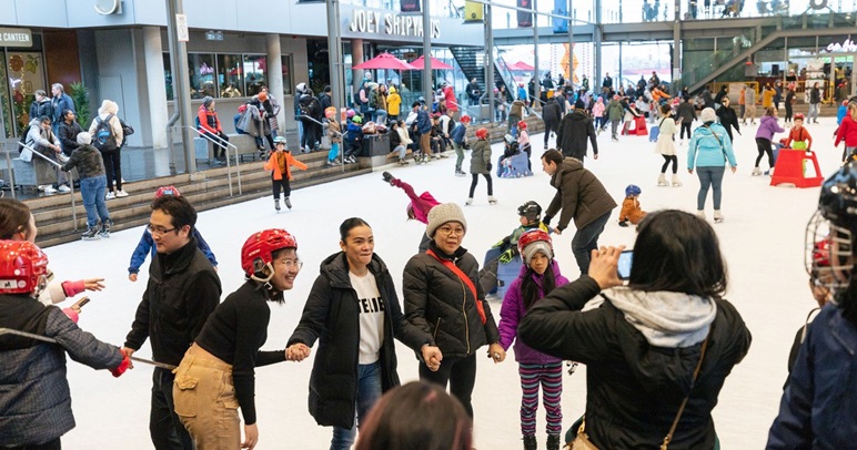 skaters at the Skate Plaza