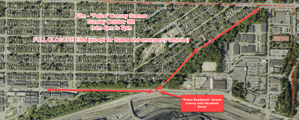 Road Closure Map East 3rd Street October 5