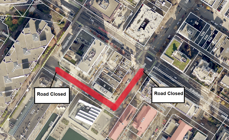 map of road closure of Lonsdale avenue between esplanade and carrie cates court