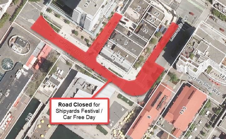 Map of road closure for Shipyards Festival 2024
