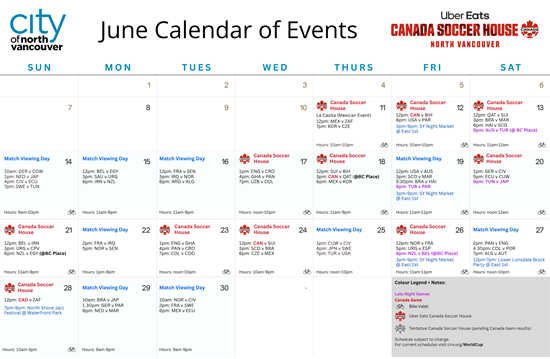 Canada Soccer Event Schedule
