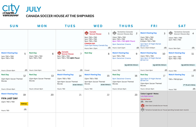 July Canada Soccer Event Schedule