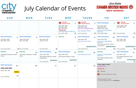 July Canada Soccer Event Schedule