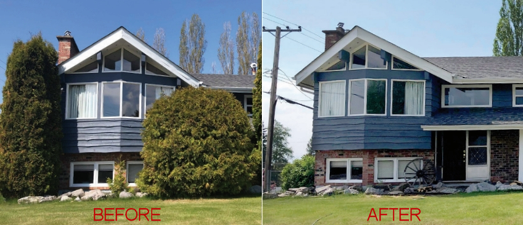 home before and after FireSmart prevention
