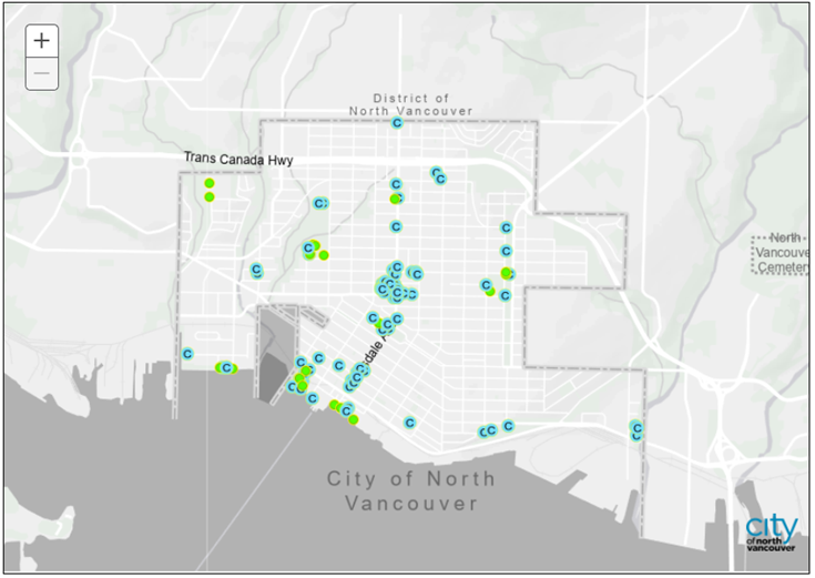 map of garbage and recycling locations