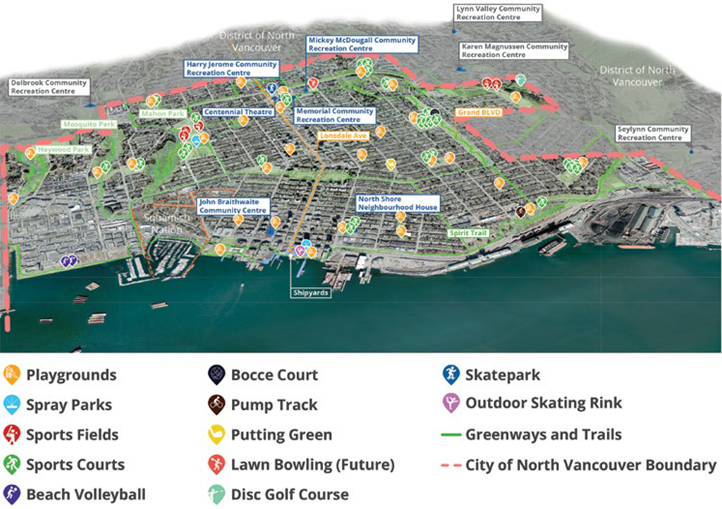 map of City recreation facilities