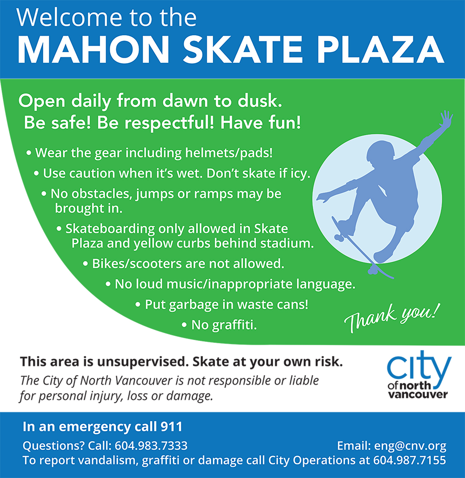 Rules of Mahon Skate Plaza