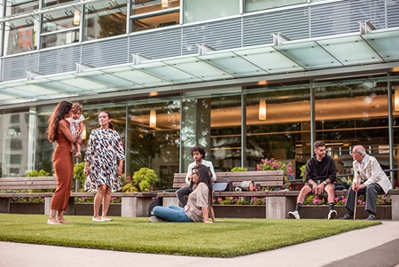 Family in Civic Plaza