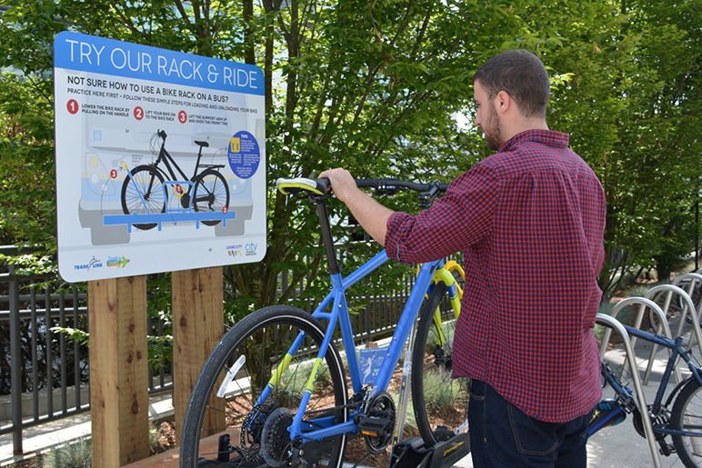 Try the Rack & Ride in Civic Plaza